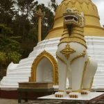 The newly repaired and repainted gaurdian lion in front of the stupa. Many thanks Cara!