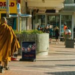 Monks on alms round in Stokes Valley.