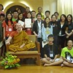 Ajahn Kusalo with the teens at the end of their weekend retreat in Kuala Lumpur.