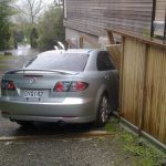 Lunch is ready. The quickest way in is?<br />No damage - just a bent trellis and a few car parts.