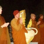 The sangha chanting at the stupa. Thats venerable Hiriko our new resident on the left. An auspicious start to his stay at Bodhinyanarama.