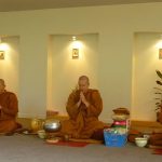 Ajahn Ariyasilo leads the Sangha chanting the anumodana.