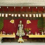 All the Buddhas lined up in the cloister ready to be blessed.