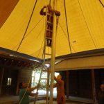 Bodhinyanaramas Flying Circus? Rope stays are secured to the pole centre to prevent flex under high winds (and we do have them in S.Valley)
