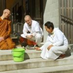 Our new guest collecting alms from Sinjira. And such a nice shade of brown :)