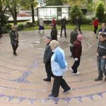 Walking the labyrinth at Lower Hutt Hospital after a talk on walking meditation.
