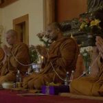 The Venerable Sangha chanting paritta. The blessings of the Buddha Dhamma and Sangha.