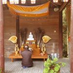 The small shrine in the cloister set up for Vesak.